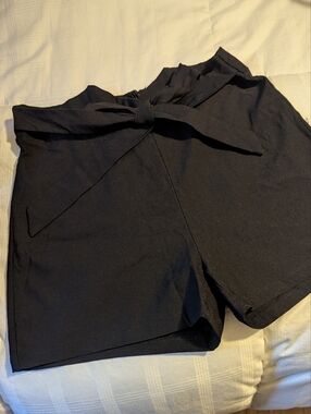 Fashion Nova Black High-Waist Paperbag Tie Shorts